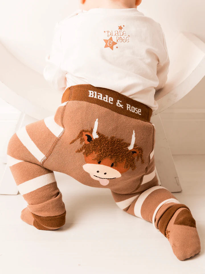 NEUTRAL HIGHLAND COW LEGGINGS