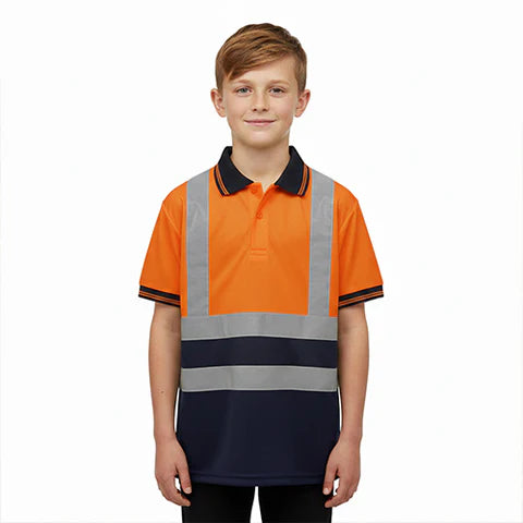 KIDS HI VIS POLO TOP -ORANGE