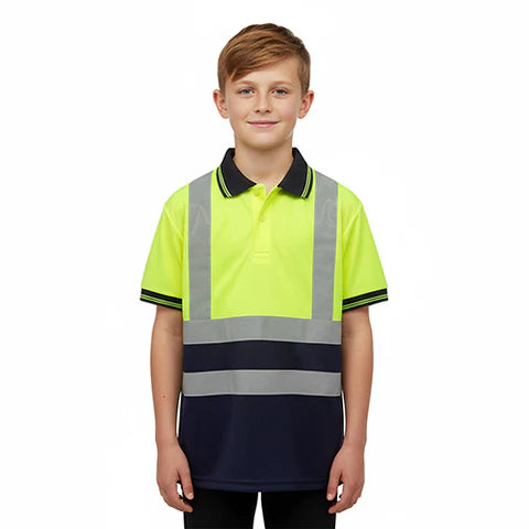KIDS HI VIS POLO TOP -YELLOW