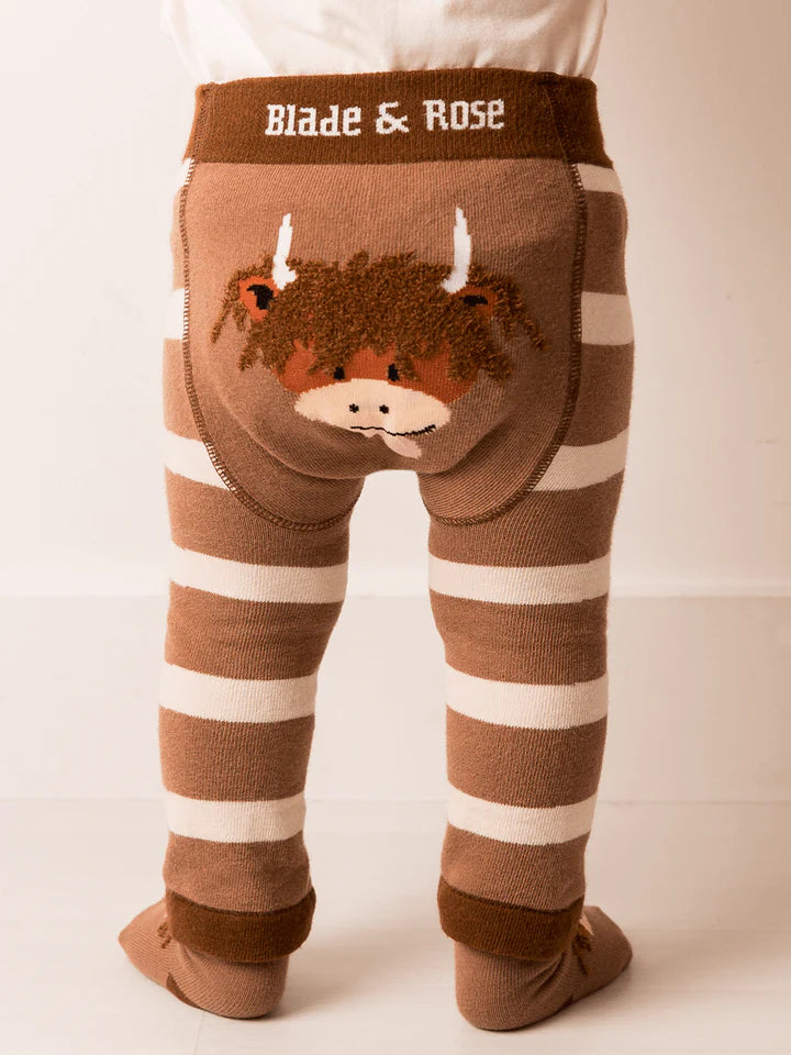 NEUTRAL HIGHLAND COW LEGGINGS