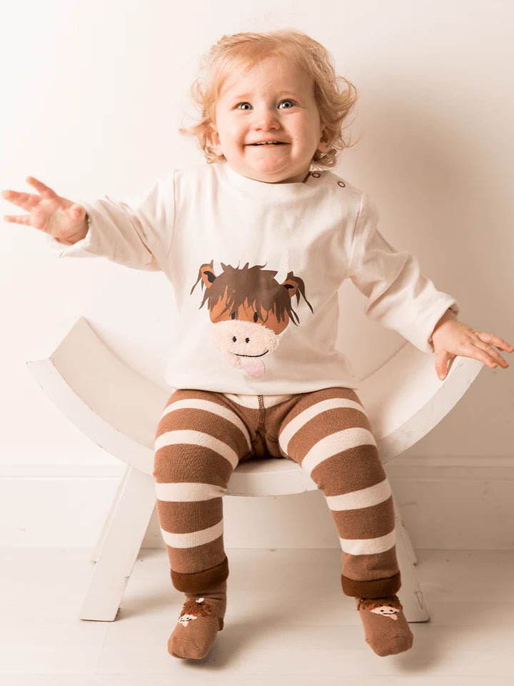 NEUTRAL HIGHLAND COW LEGGINGS