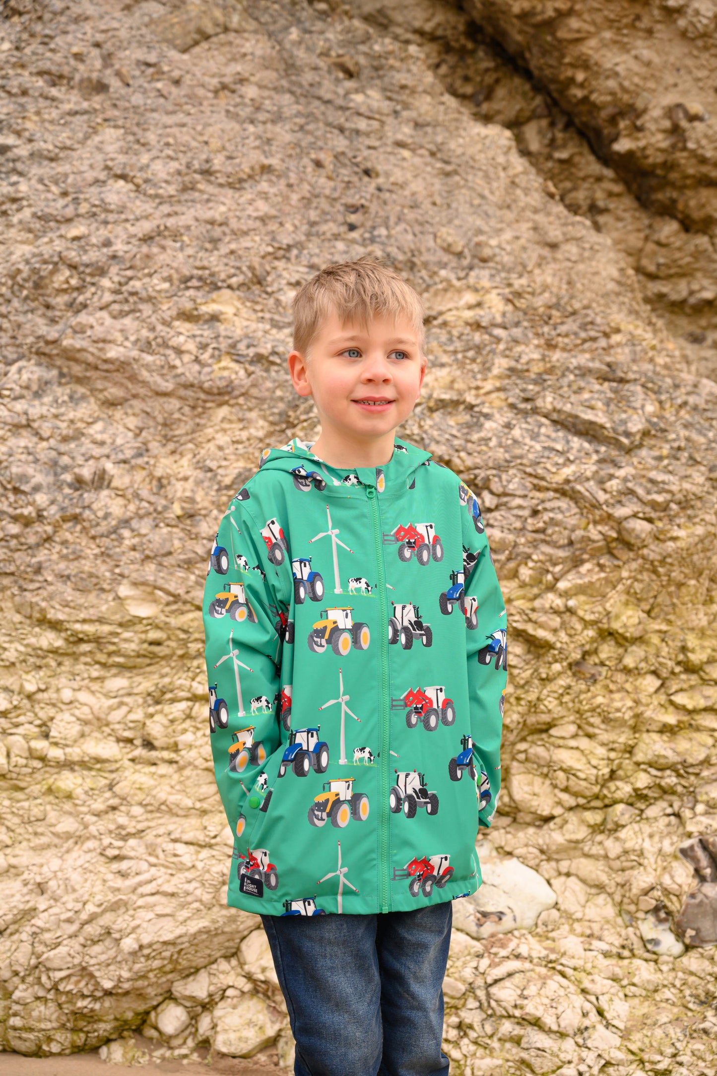 Ethan Jacket - Tractor Wind Turbine Print