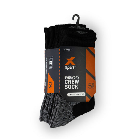 XPERT CORE CREW SOCK - 5 PACK BLACK