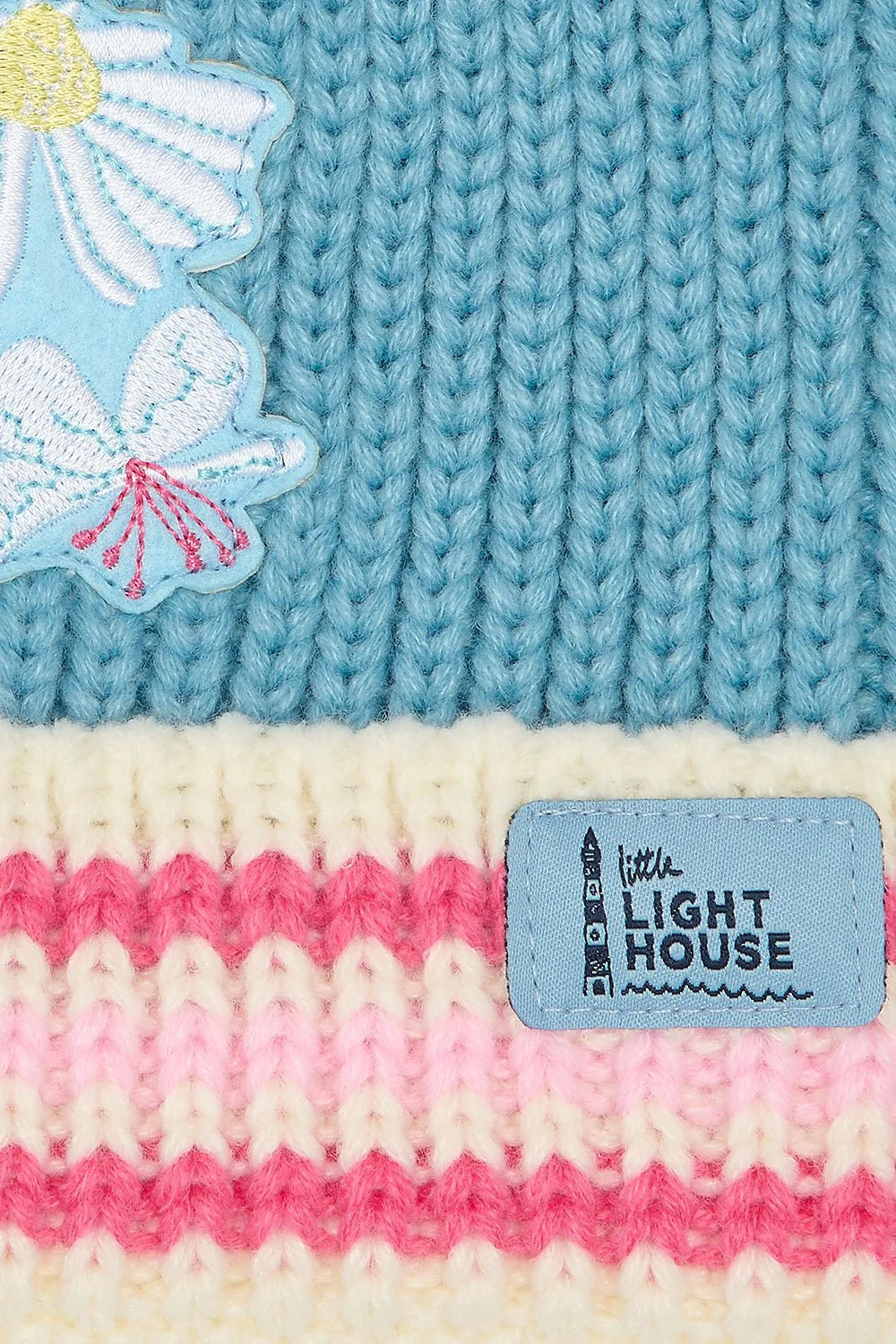 BOBBIE BOBBLE HAT- BLUE/PINK DAISY