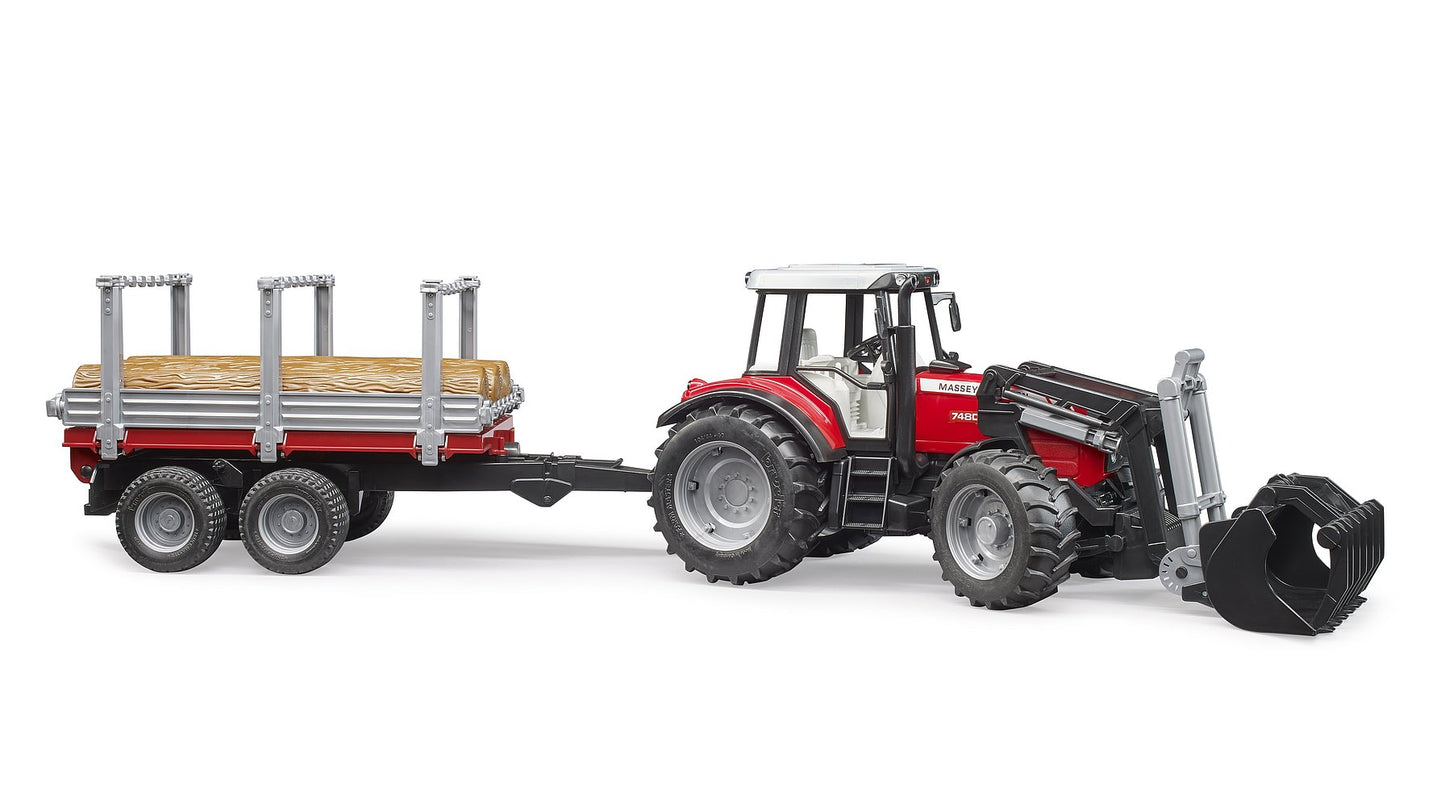 MASSEY FERGUSON & FRONT LOADER WITH TIMBER TRAILER