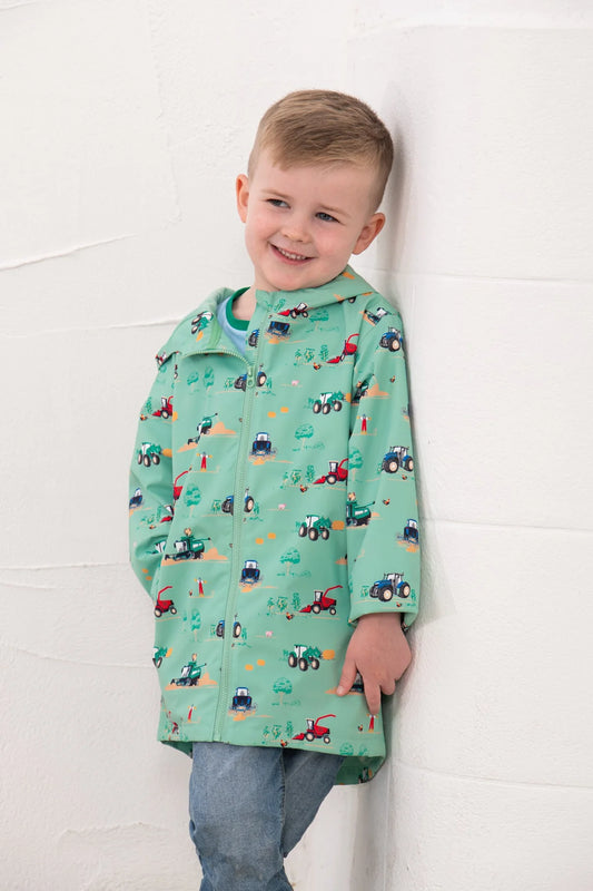 ETHAN JACKET - SEA GREEN TRACTOR PRINT