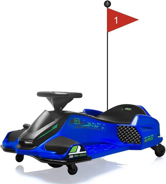 Drift Rider 360 24V Electric Go Kart with EVA Rubber Wheels - BLUE