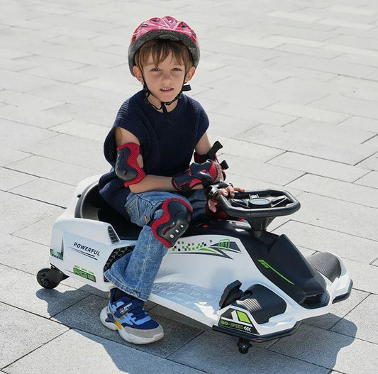 Drift Rider 360 24V Electric Go Kart with EVA Rubber Wheels - WHITE