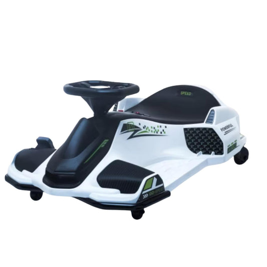Drift Rider 360 24V Electric Go Kart with EVA Rubber Wheels - WHITE