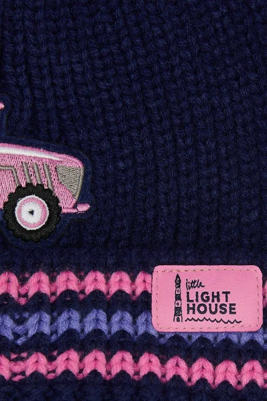 LIGHTHOUSE BOBBIE BOBBLE HAT - PINK TRACTOR