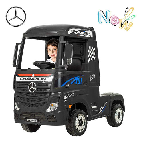 Licensed Mercedes Benz Actros 24V Electric Ride On Truck - Black