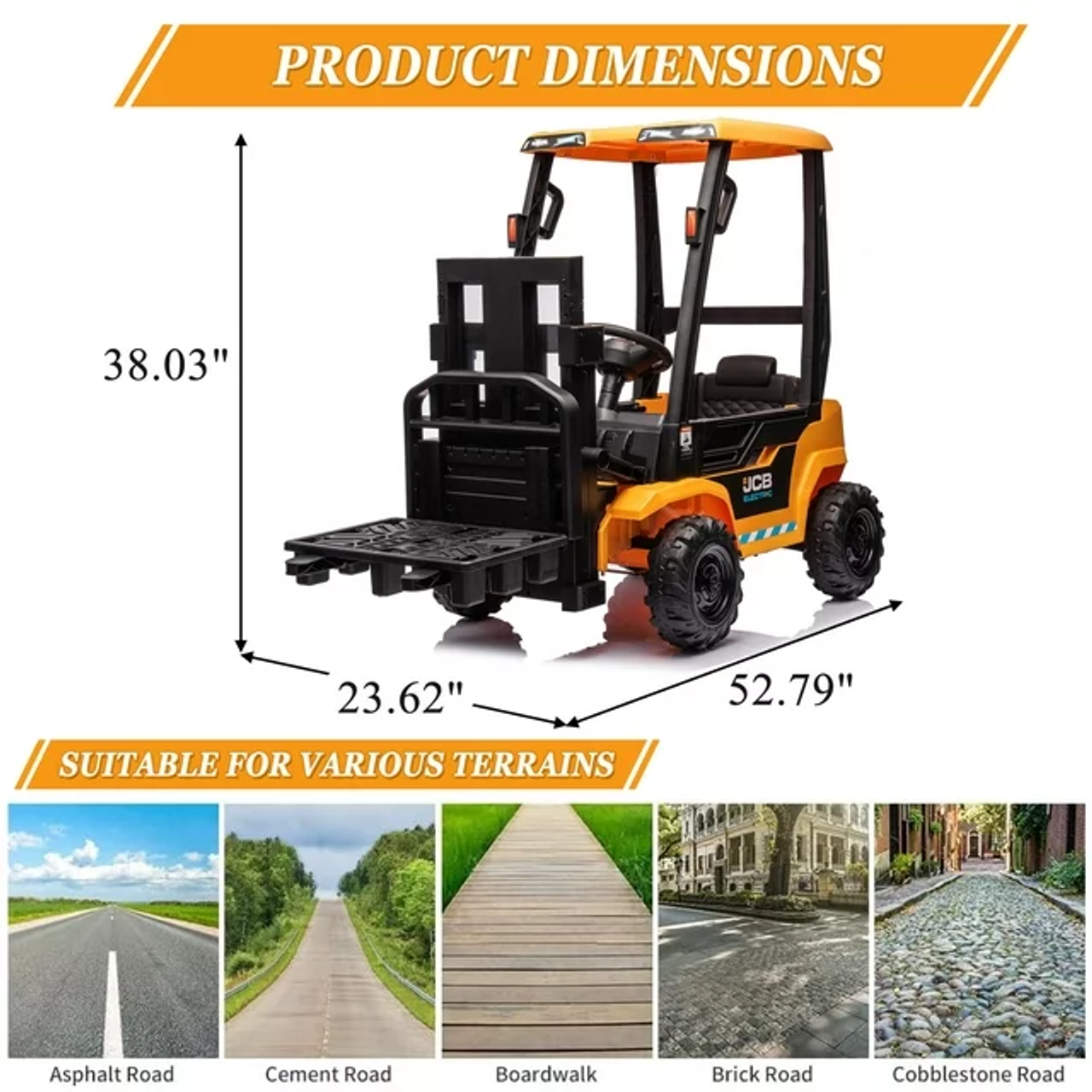 JCB Forklift 12V Electric Ride On Tractor - Yellow