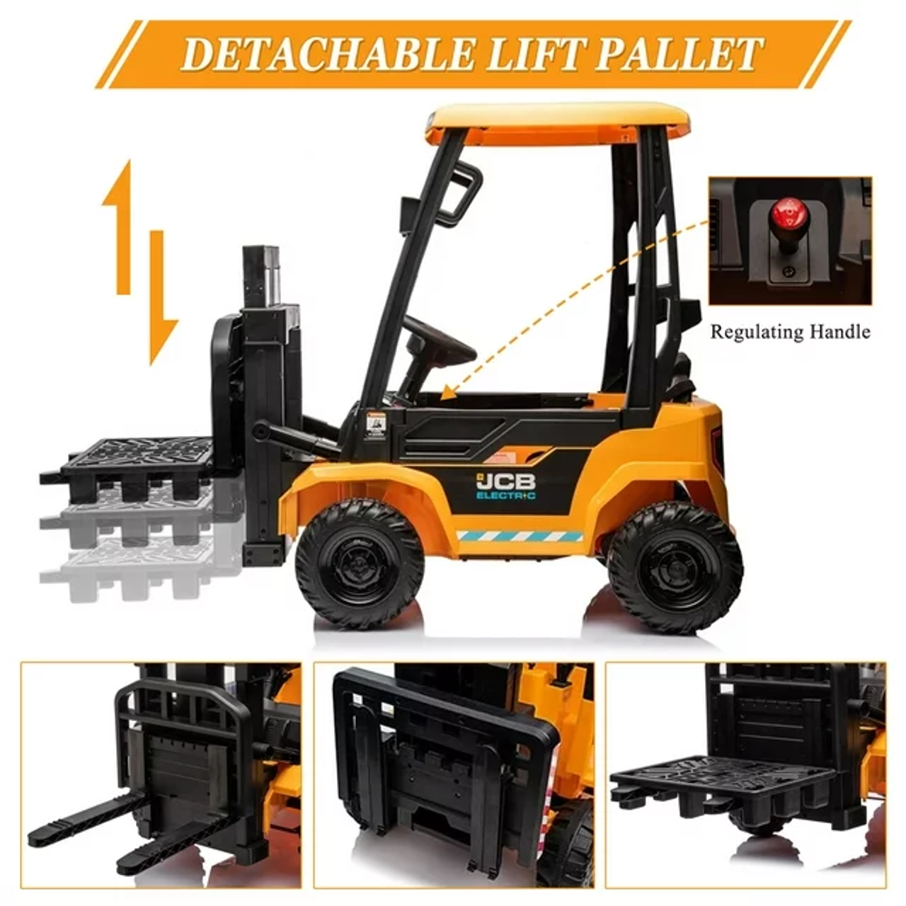 JCB Forklift 12V Electric Ride On Tractor - Yellow
