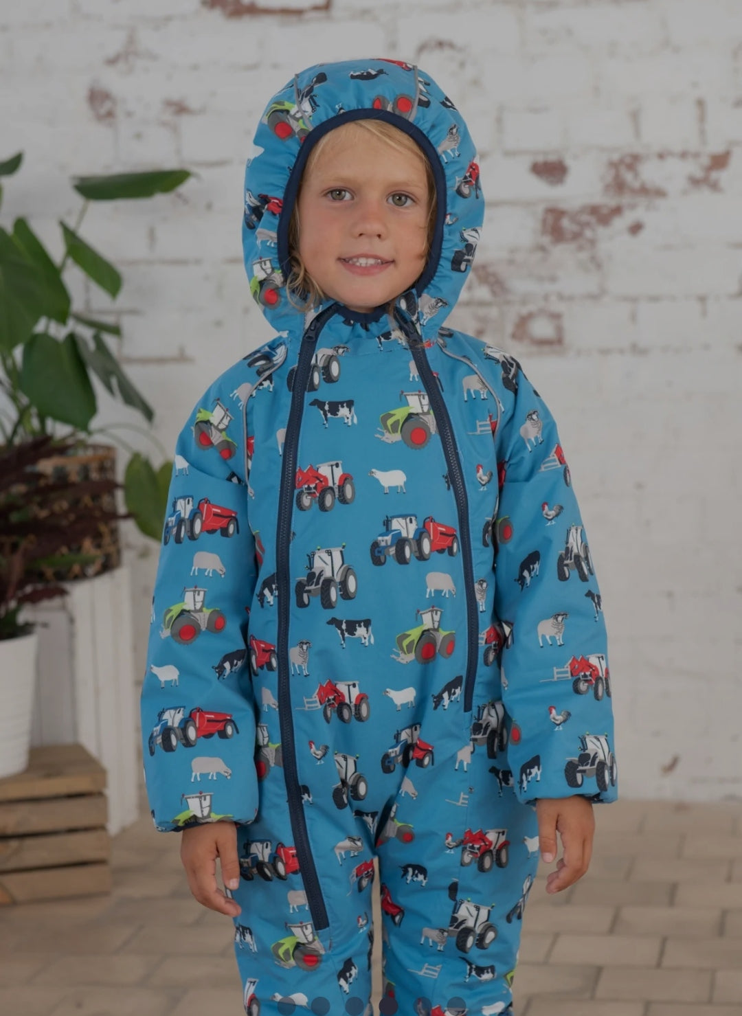 Jamie Puddlesuit - Blue Farm Print