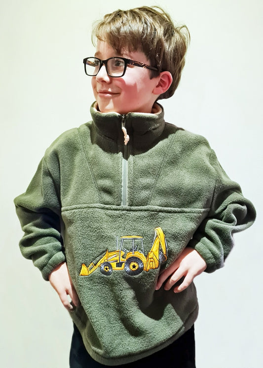 KIDS YELLOW DIGGER/ GREEN FLEECE SWEATER