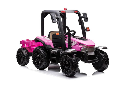AgriPow 24V Electric Ride On Tractor with Trailer - Pink