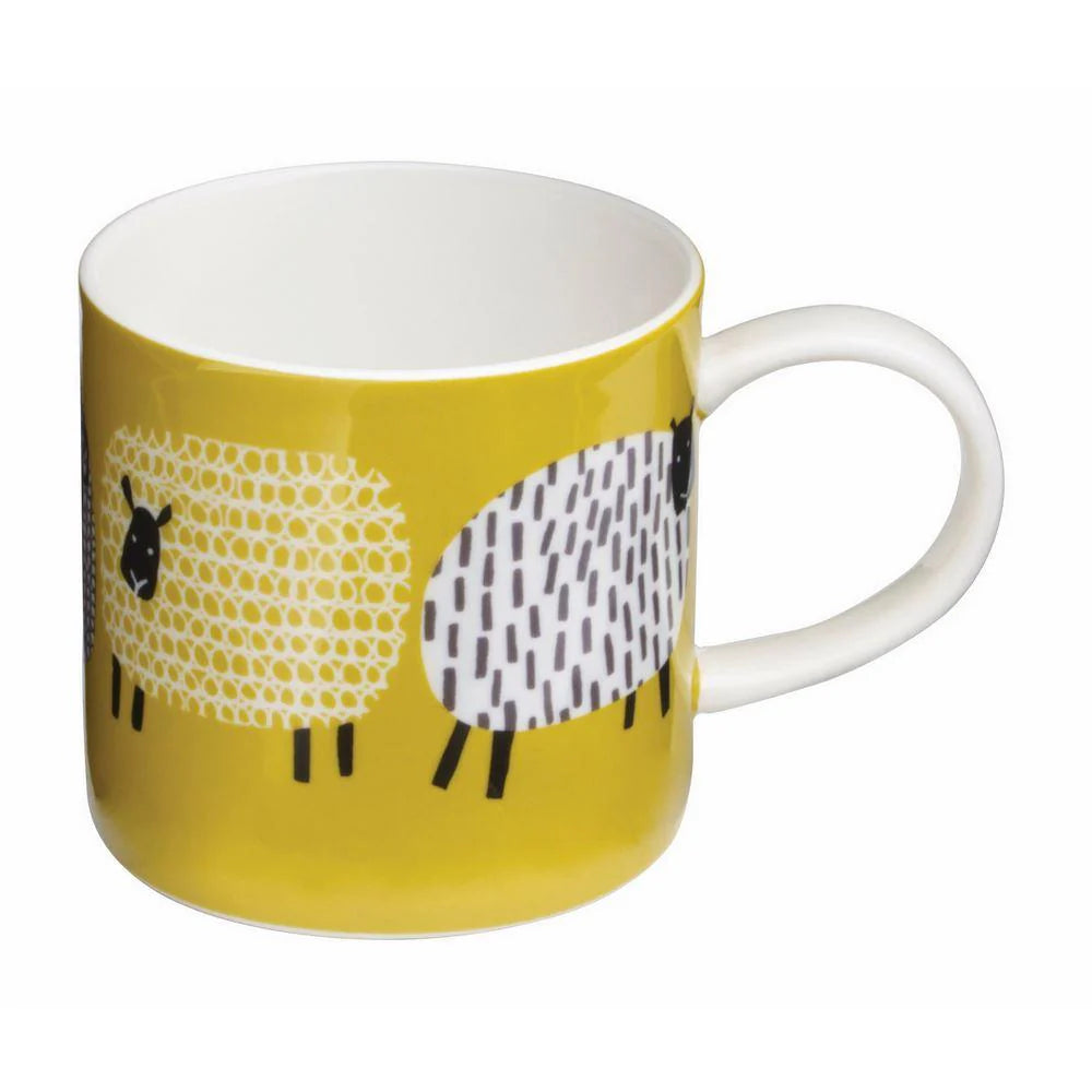 Ulster Weavers Mug - Dotty Sheep (New Bone China, Yellow, 250ml)