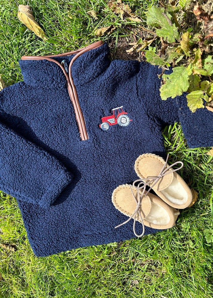 BERBER FLEECE WITH TRACTOR EMBROIDERY