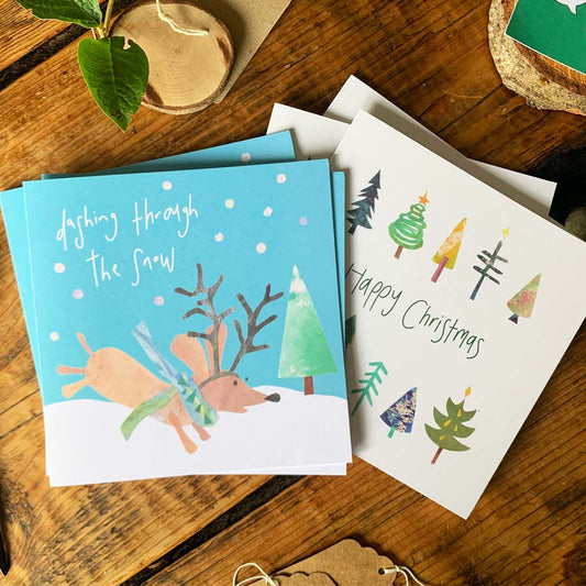 CHRISTMAS CARD BUNDLE- DASHING THROUGH THE SNOW (6PACK)