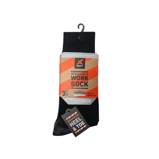 Xpert Core Comfort Work Socks 3 Pack Black/Grey