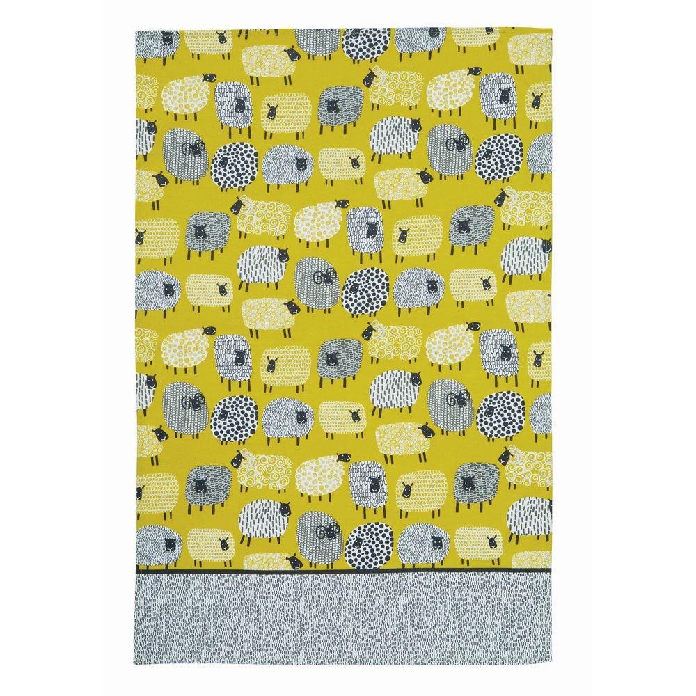 Ulster Weavers Cotton Tea Towel - Dotty Sheep (100% Cotton, Yellow)