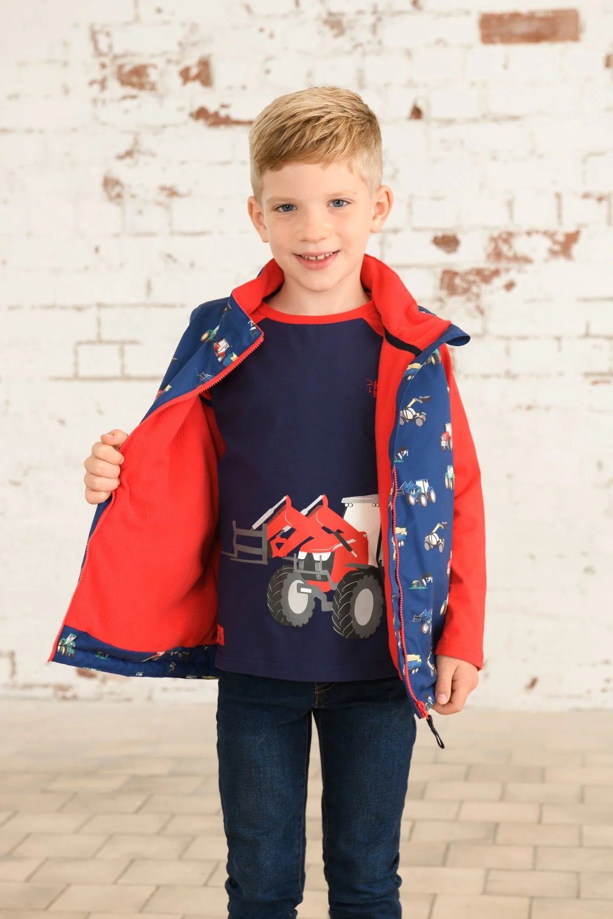 ALEX GILET - NAVY TRACTOR PRINT