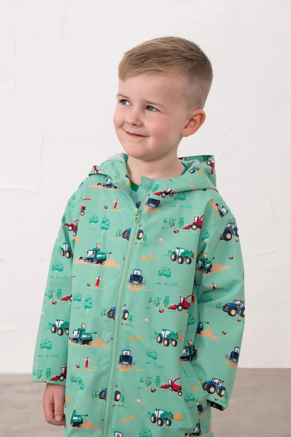 ETHAN JACKET - SEA GREEN TRACTOR PRINT