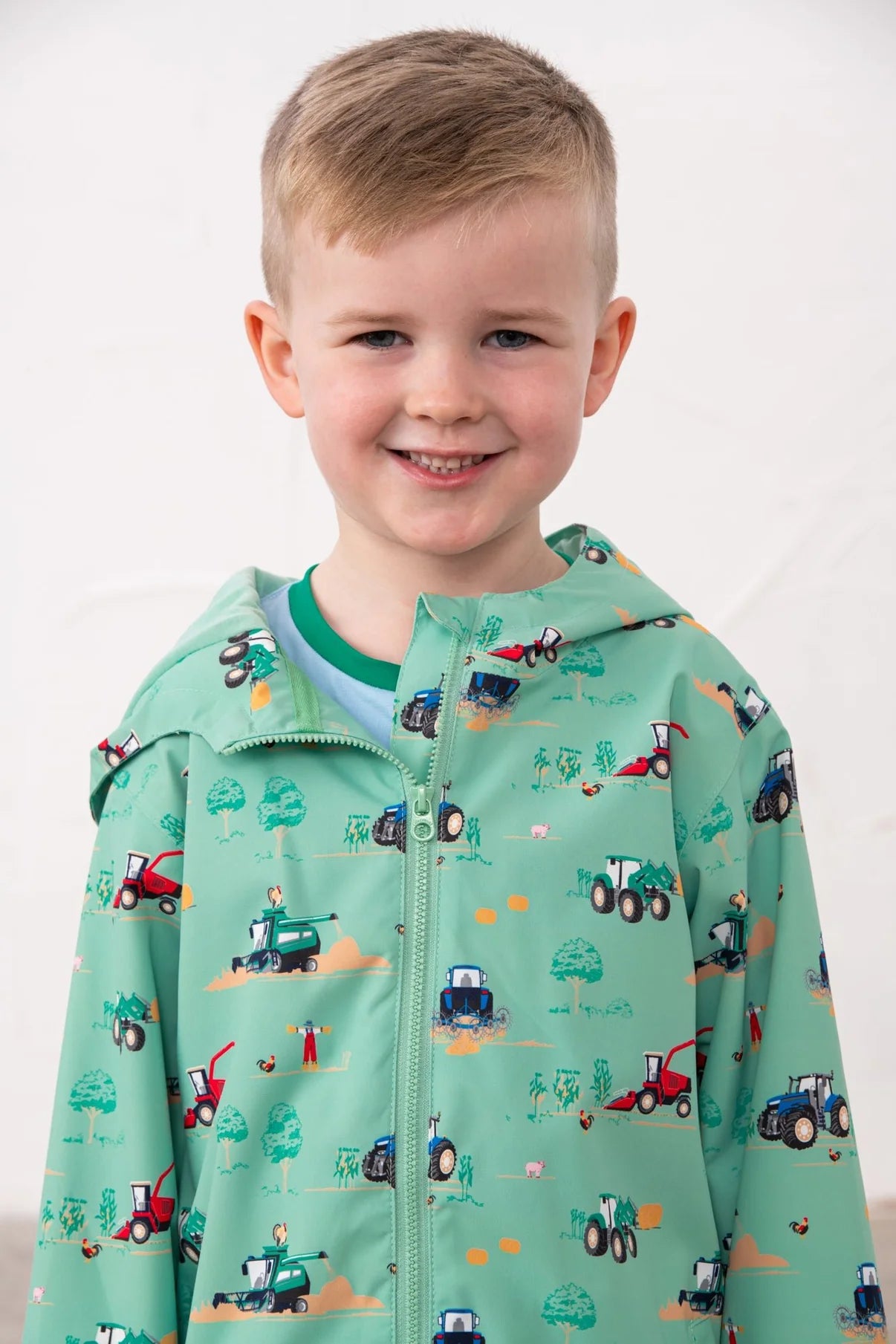 ETHAN JACKET - SEA GREEN TRACTOR PRINT