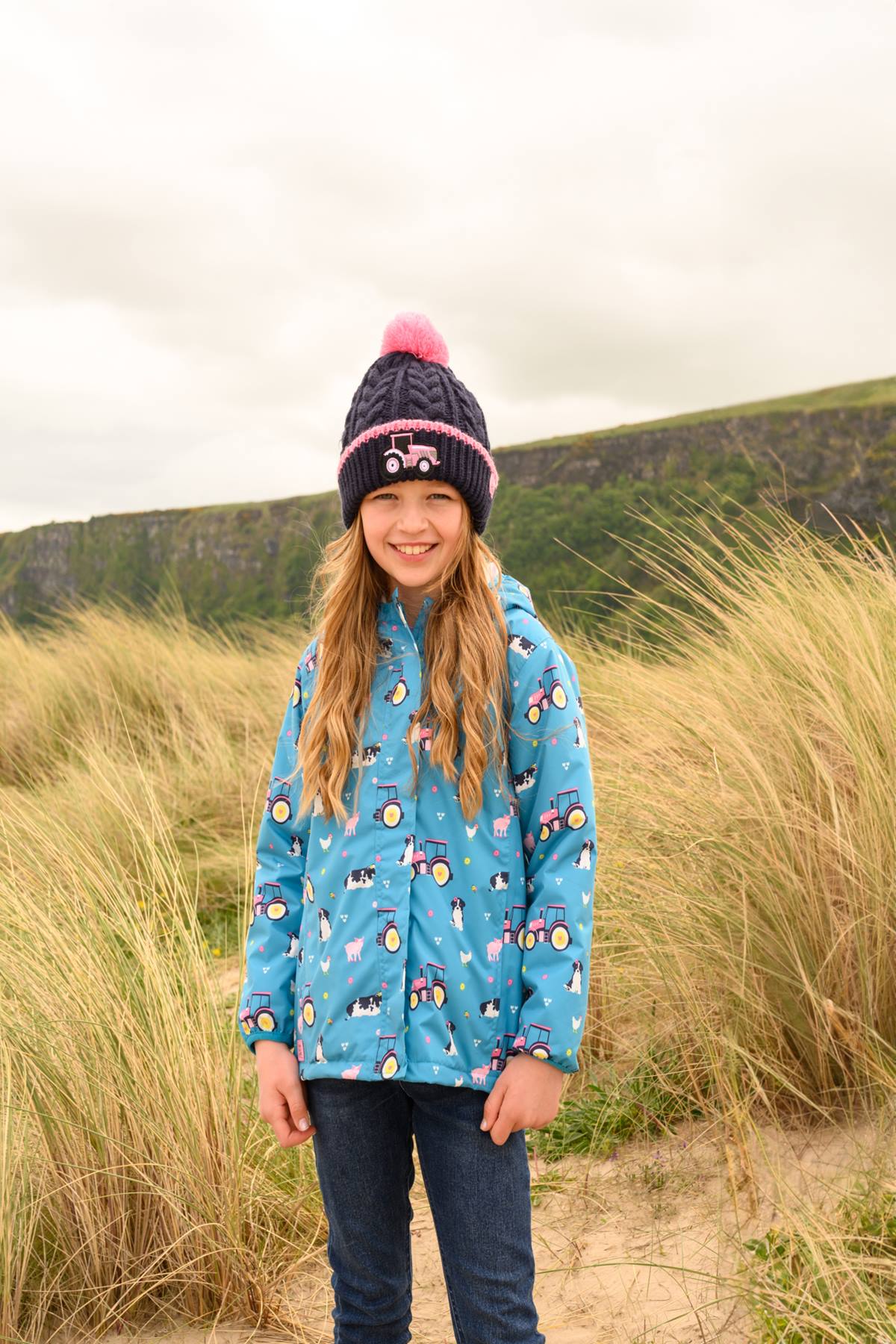 FREYA COAT - TEAL FARM PRINT