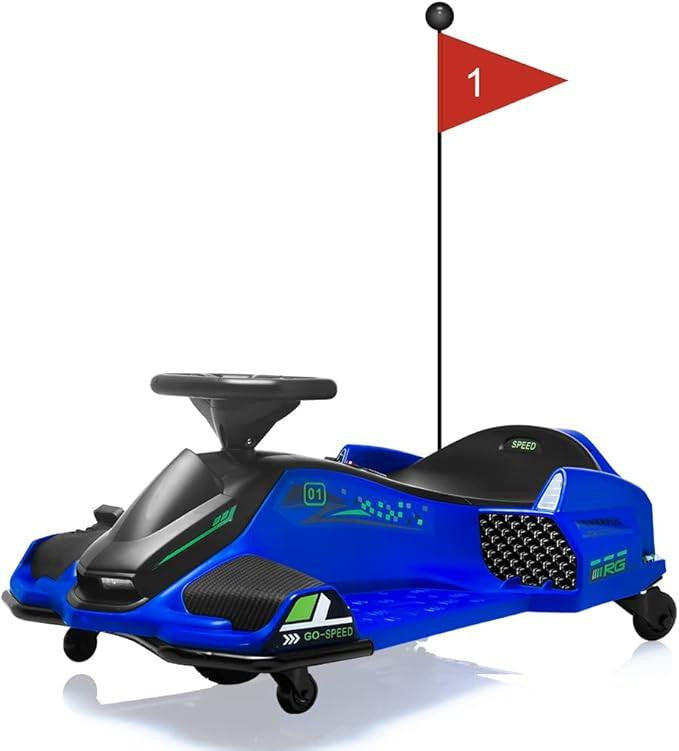 Drift Rider 360 24V Electric Go Kart with EVA Rubber Wheels - BLUE