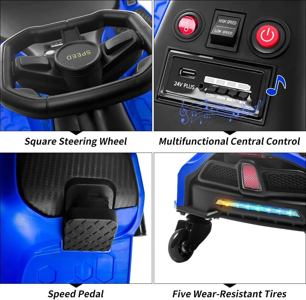Drift Rider 360 24V Electric Go Kart with EVA Rubber Wheels - BLUE