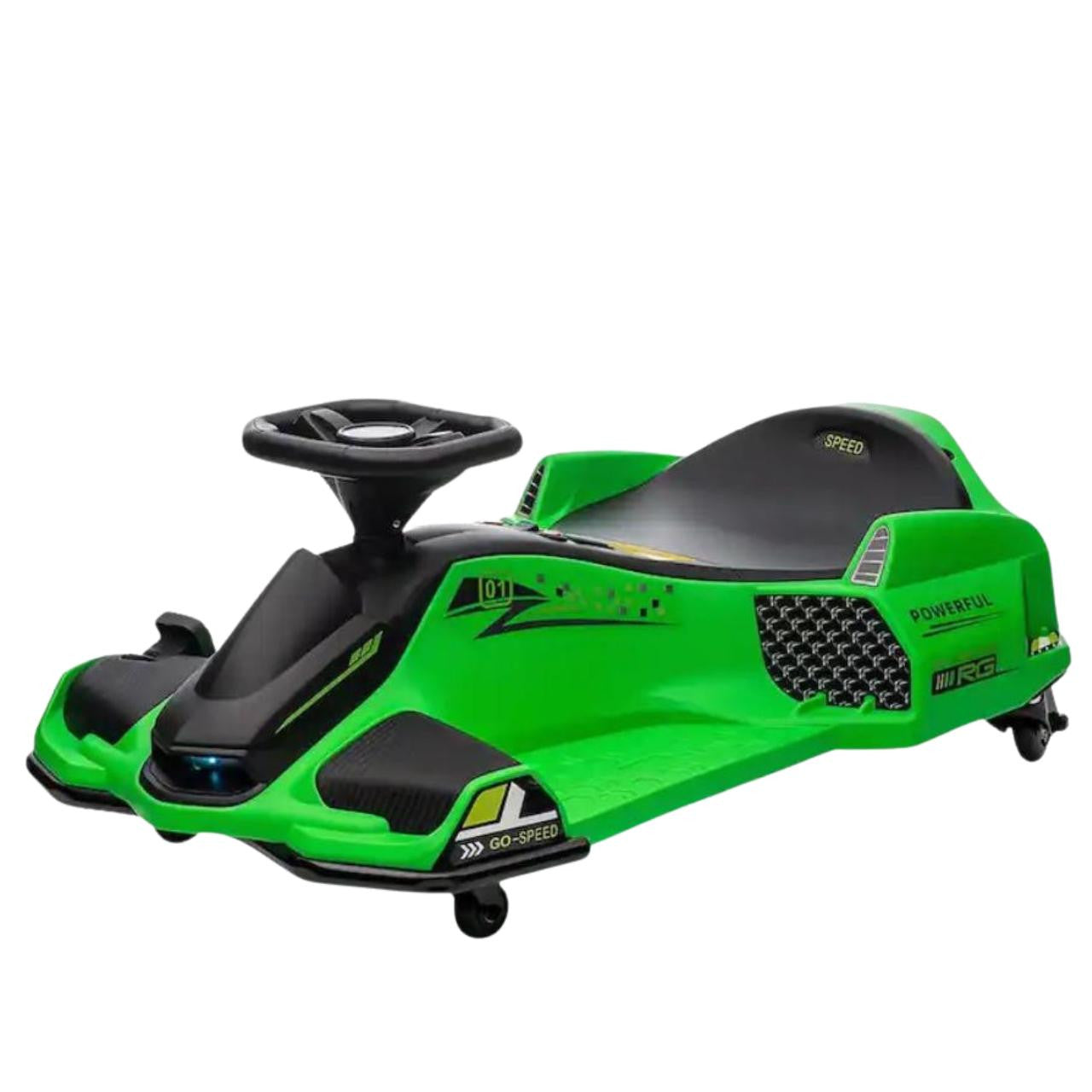 Drift Rider 360 24V Electric Go Kart with EVA Rubber Wheels - GREEN