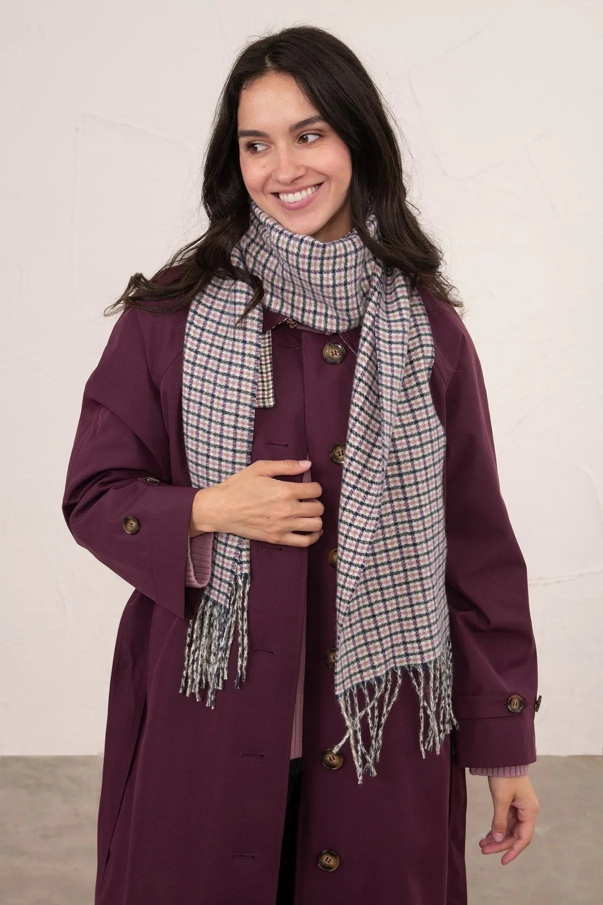 HERITAGE SCARF - NAVY/PINK/COCOA CHECK