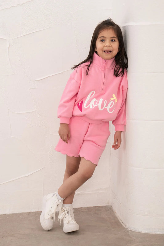LUNA HALF ZIP SWEATSHIRT- FLURO PINK