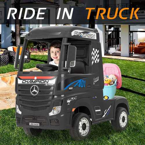 Licensed Mercedes Benz Actros 24V Electric Ride On Truck - Black