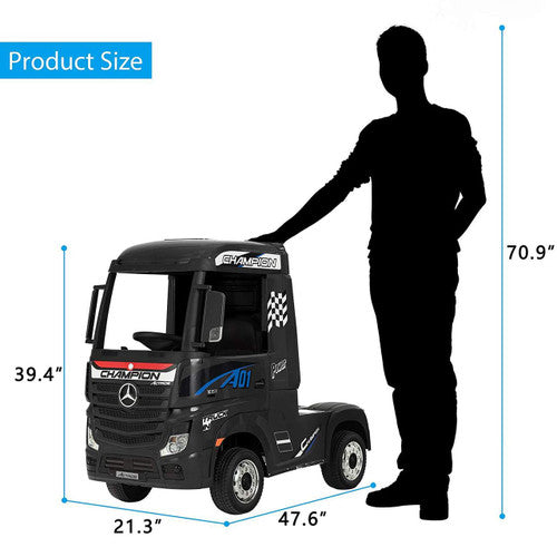 Licensed Mercedes Benz Actros 24V Electric Ride On Truck - Black