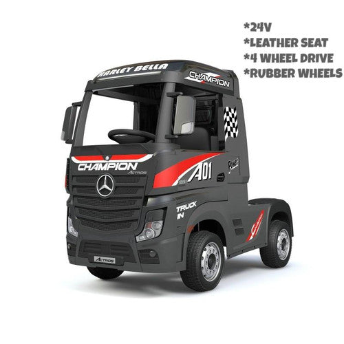 Licensed Mercedes Benz Actros 24V Electric Ride On Truck - Black