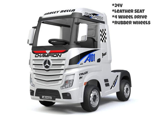 Licensed Mercedes Benz Actros 24V Electric Ride On Truck - WHITE