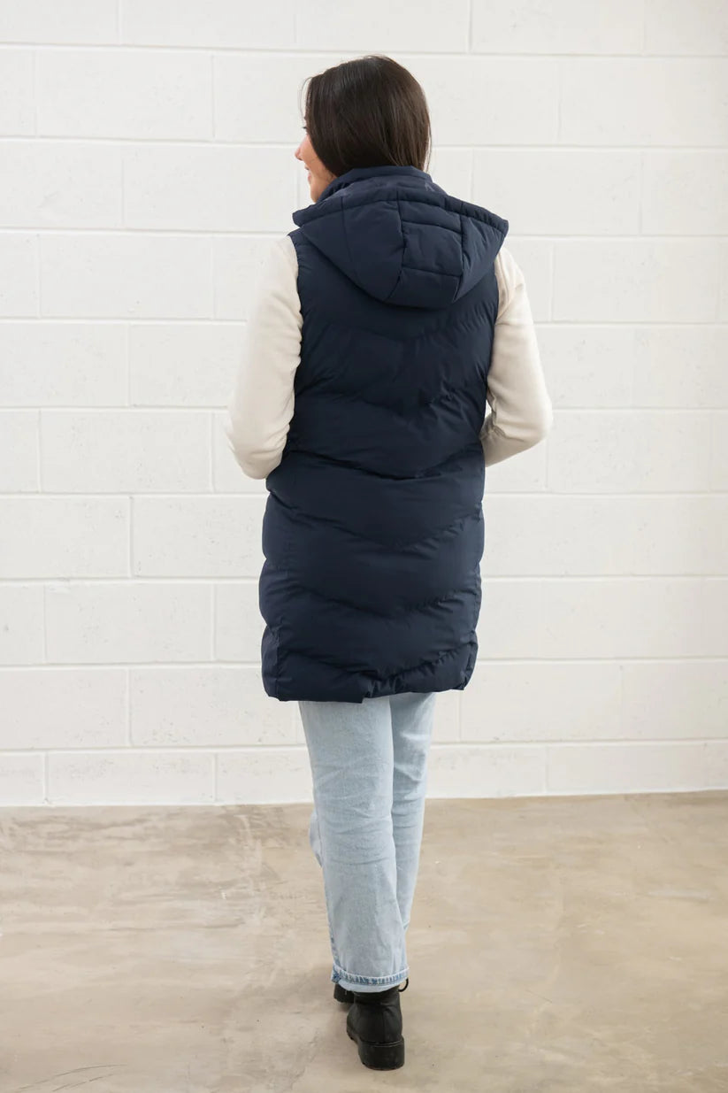 SAVANNAH LADIES LONG GILET - NAVY