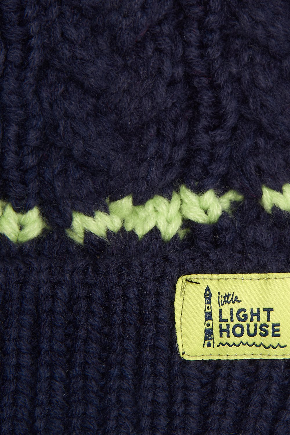 Bobble Hat - Navy & Lime AGE 5-10