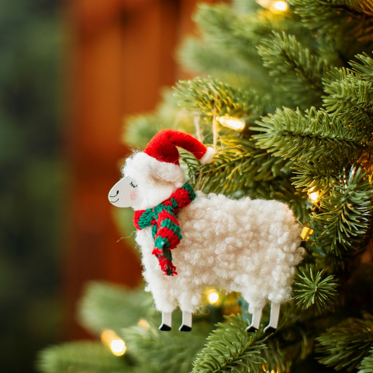 FESTIVE SHEEP FELT DECORATION