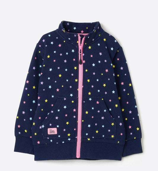 Ava - Full Zip- Navy Star Print