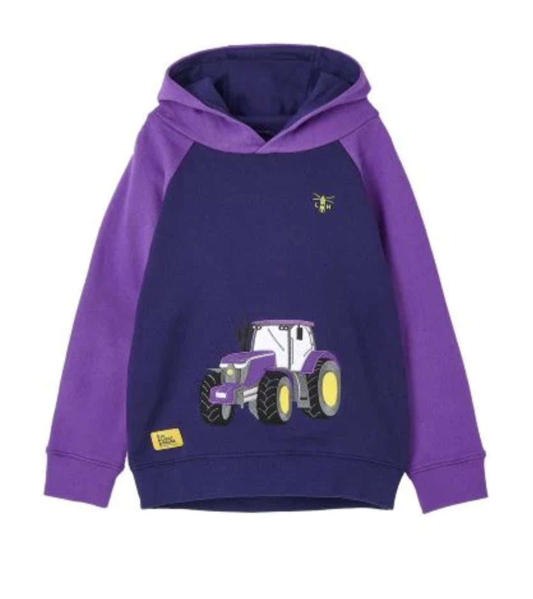 Jill Hoodie - Purple Tractor Applique