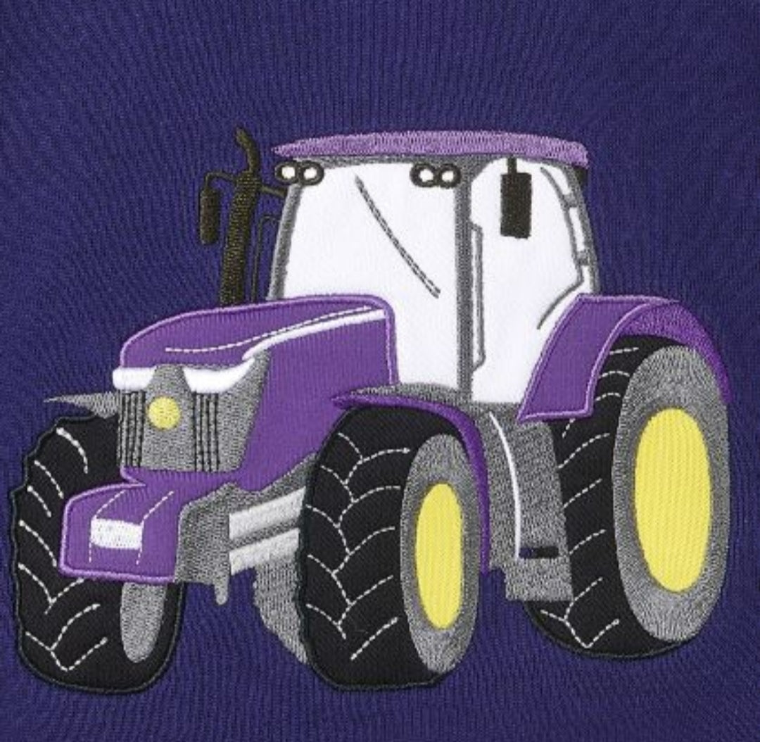 Jill Hoodie - Purple Tractor Applique