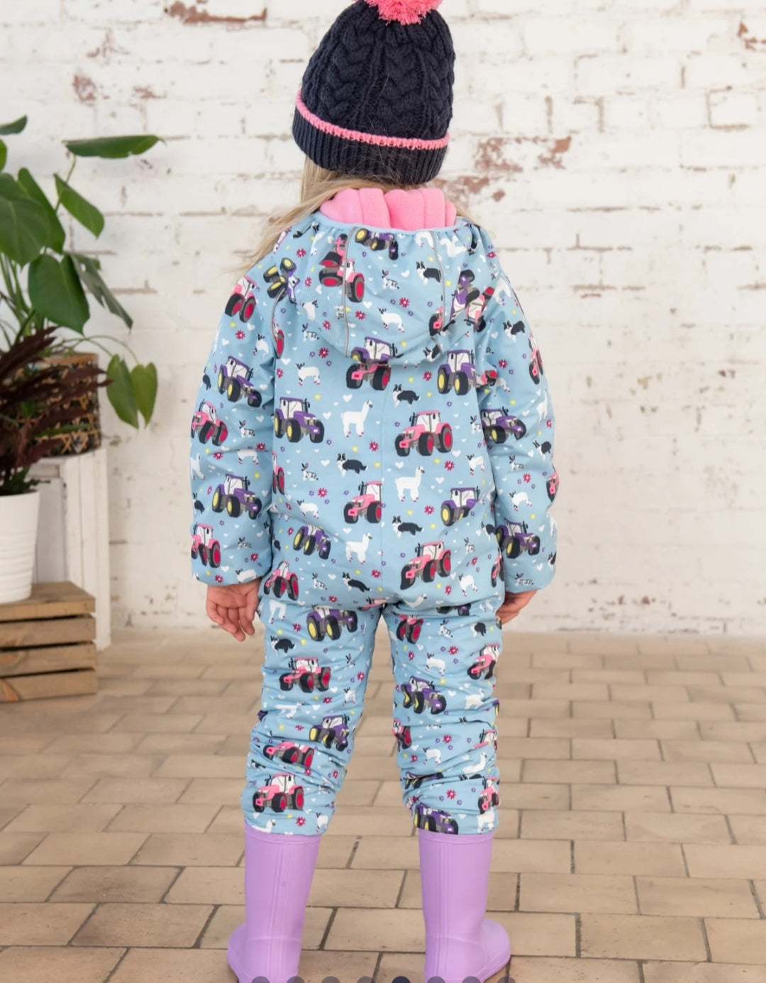 Jamie Puddle Suit- Sky Farm Print