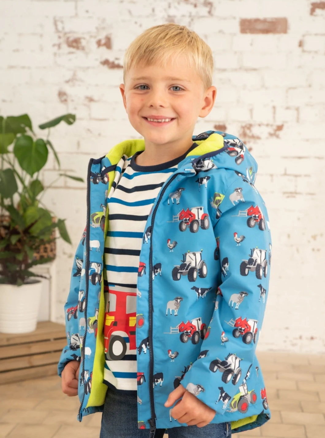 Lucas Coat- Blue Farm Print