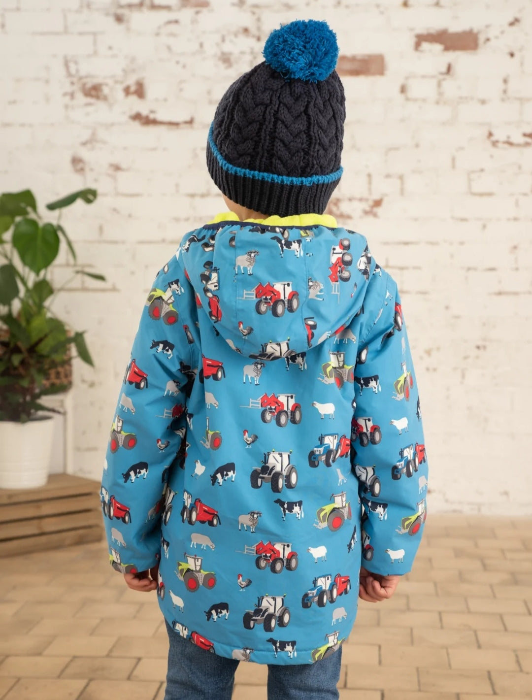 Lucas Coat- Blue Farm Print