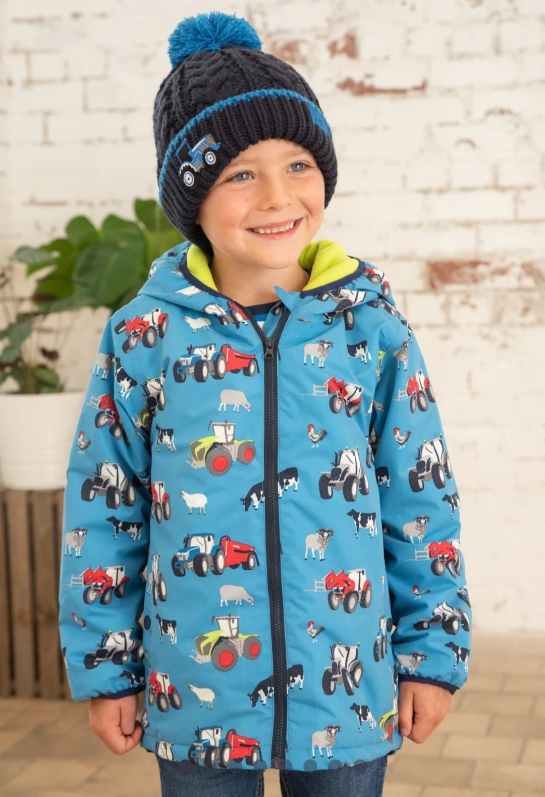 Lucas Coat- Blue Farm Print