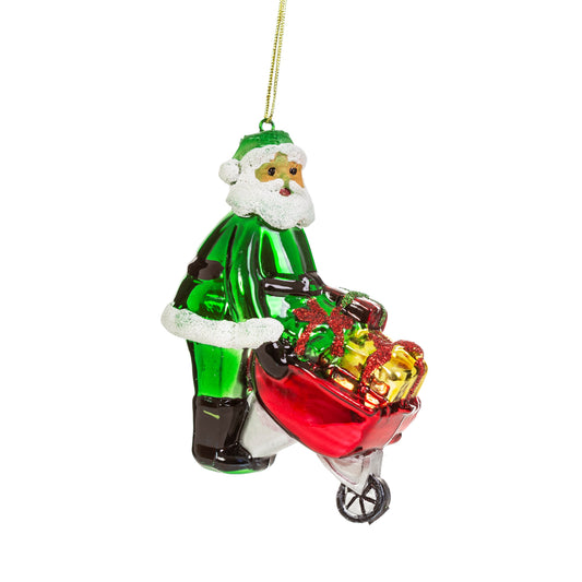SANTA WITH WHEELBARROW BAUBLE