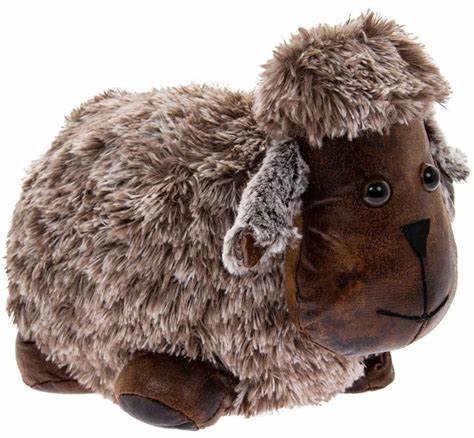 SHEEP - FAUX LEATHER & PLUSH DOORSTOP